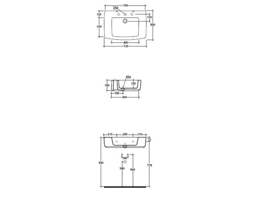 Керамическая прямоугольная раковина с держателем для полотенец Galassia SA.02 ARCH-00036642 - Вид №3