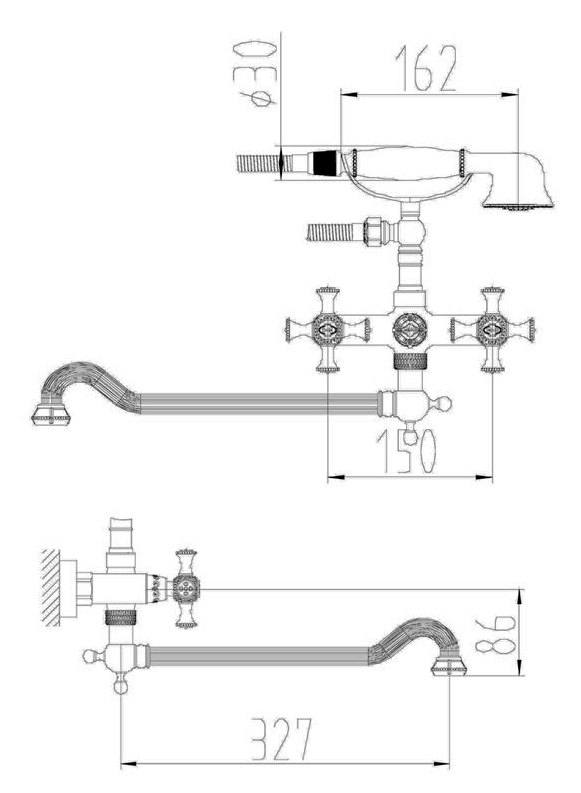 Смеситель ZorG Antic A 7001WDN-SL универсальный, серебро - Вид №1
