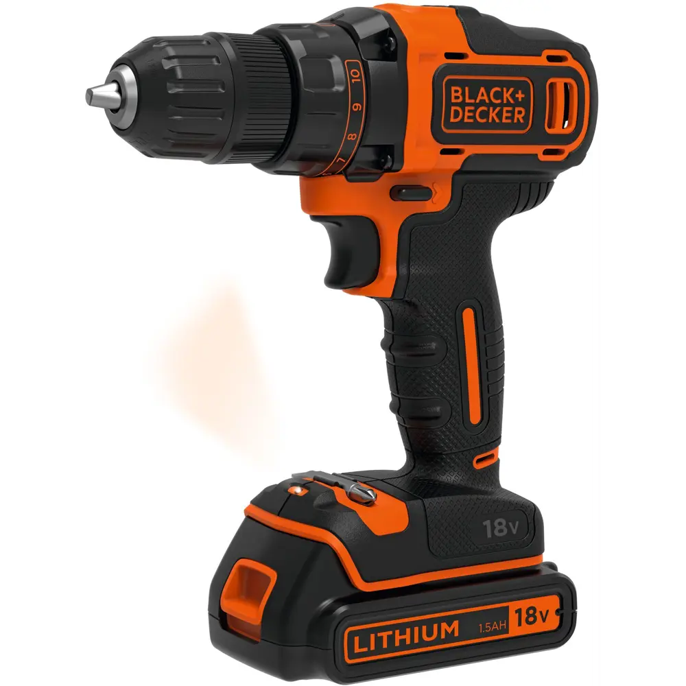 Дрель-шуруповерт аккумуляторная Black&Decker BDCDD186KB, 18 В Li-ion 2x1.5 Ач BLACK + DECKER STLM-2172039