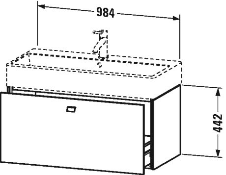 BR405604343 Тумбочка подвесная Brioso #BR4056 984 x 459 мм Базальт матовый, декор Duravit - Вид №1