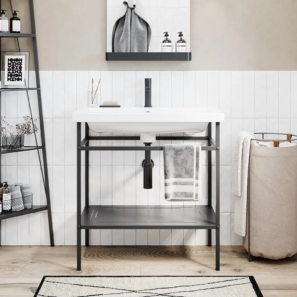 Опора для раковины Konsensa Бруклин 80 75.5x81 см цвет черный с раковиной Cersanit Como  80 см STLM-2001512 - Вид №1