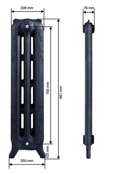 Чугунный радиатор GuRaTec Apollo 970 13 секций 7814 - Вид №4