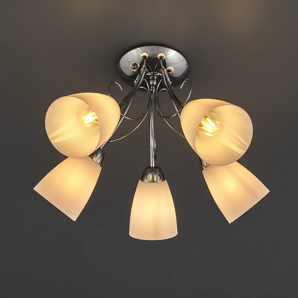 Люстра потолочная JLIGHT GALA 5 ламп 20 м², цвет хром/белый 84534219 STLM-2173027  - Вид №2