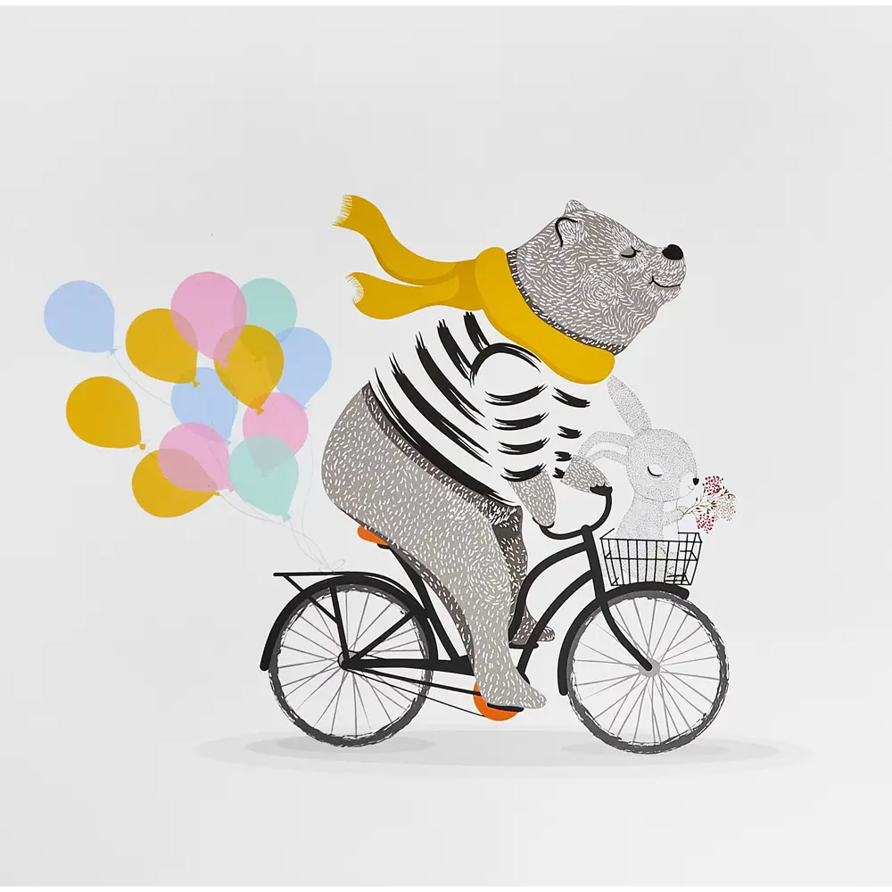 Постер Мишка на велосипеде 30x30 см Santreyd STLM-2076338