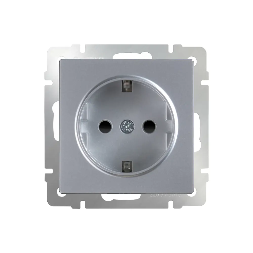 Розетка встраиваемая Werkel с заземлением цвет серебряный Встраиваемые механизмы STLM-2028143