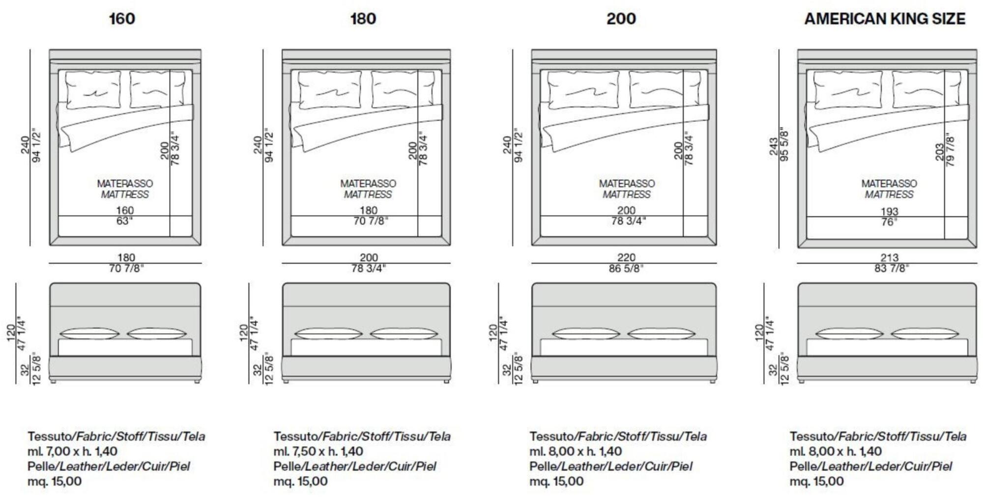 Porada Двуспальная кровать с обивкой из ткани Iron sun-id-1475859 - Вид №1