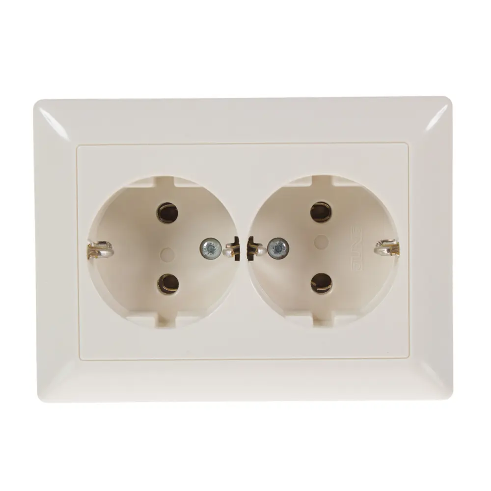 Розетка Jung EcoProfi 2 разъема с заземлением моноблок цвет бежевый STLM-2023385 - Вид №1