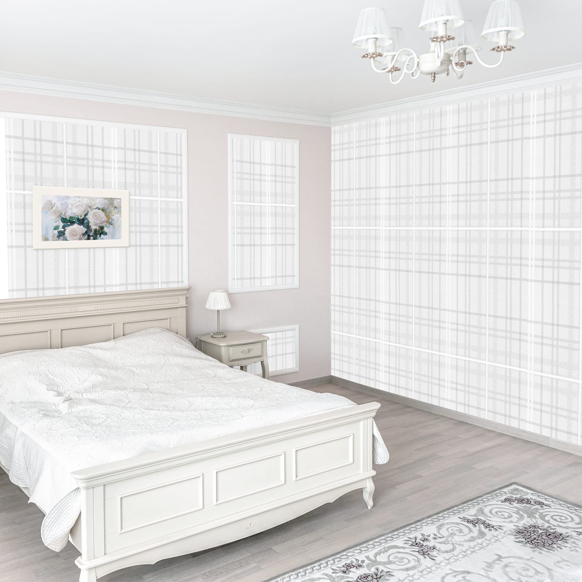 82045423 Обои бумажные серые 0.53 м 303-017 Д14 Клетка Santreyd  - Вид №3