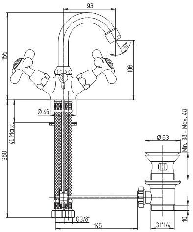 Paini Liberty 17F3251KM смеситель для биде - Вид №2
