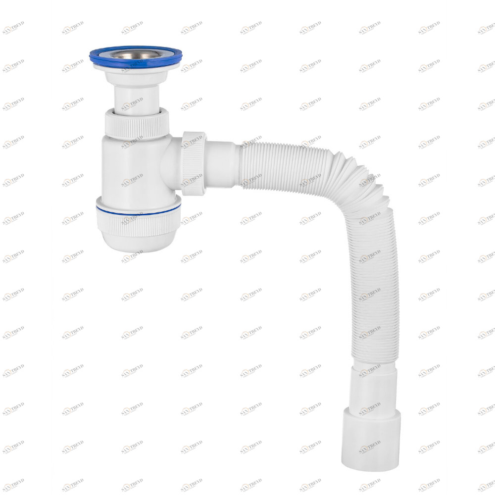 Сифон "МИНИ Элит" (30980678) с литым выпуском, нерж.чашкой д.63мм и гибкой трубой (1 1/2"– д.40) 30980678 Santreyd 