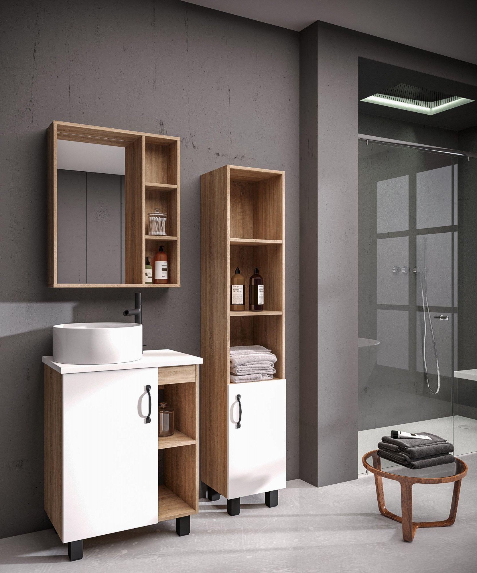 206001 Зеркало Grossman "ФЛАЙ-60 см" универсальное дуб сонома