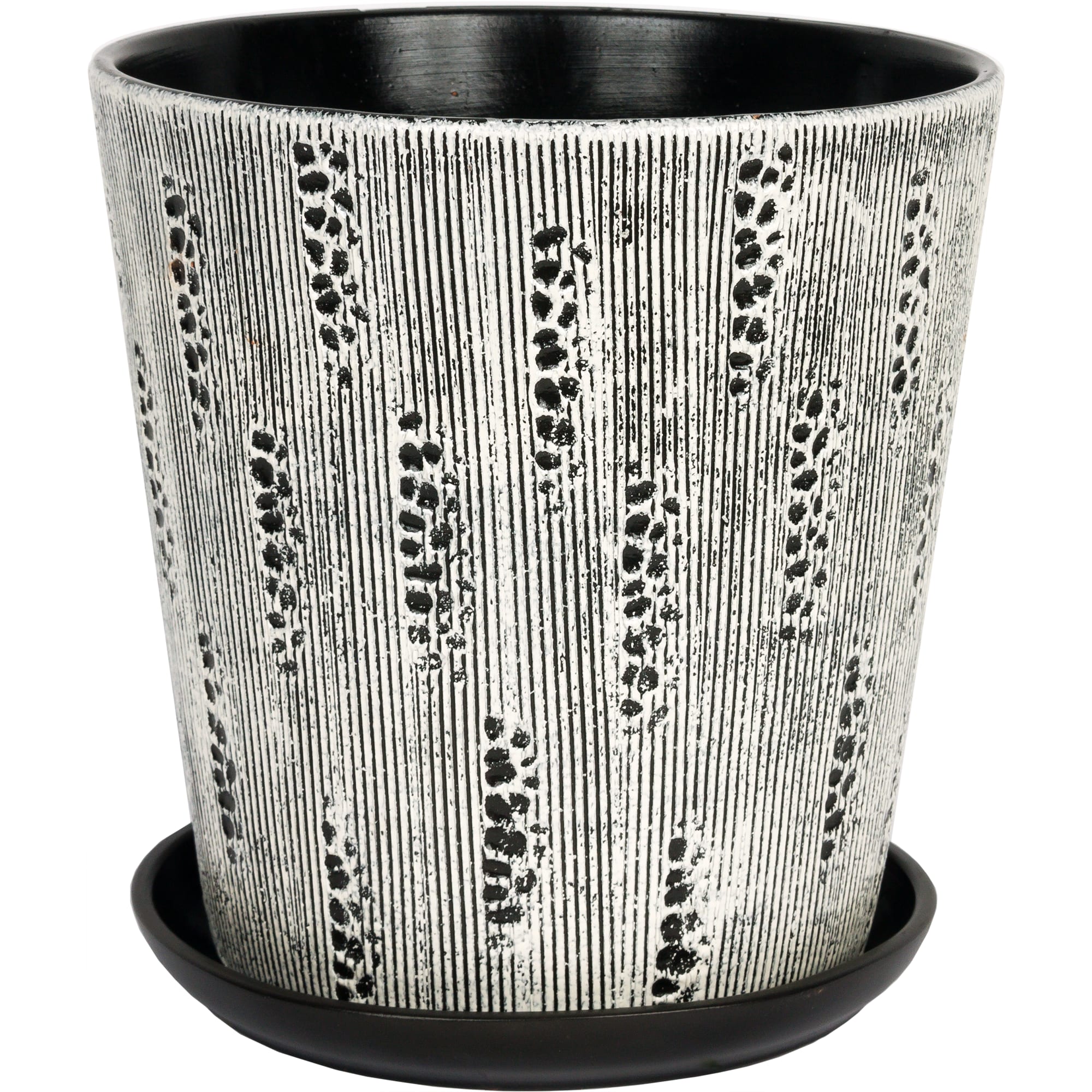 82116396 Горшок цветочный ø22 h23 см v4.8 л керамика белый/чёрный Клокс Santreyd 