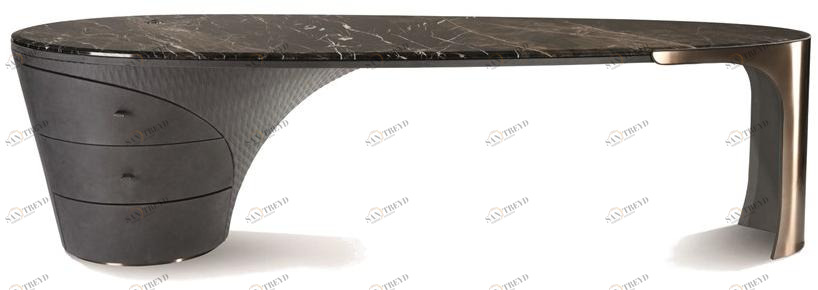 Visionnaire Овальный мраморный стол с ящиками и системой управления кабелями sun-id-1350177