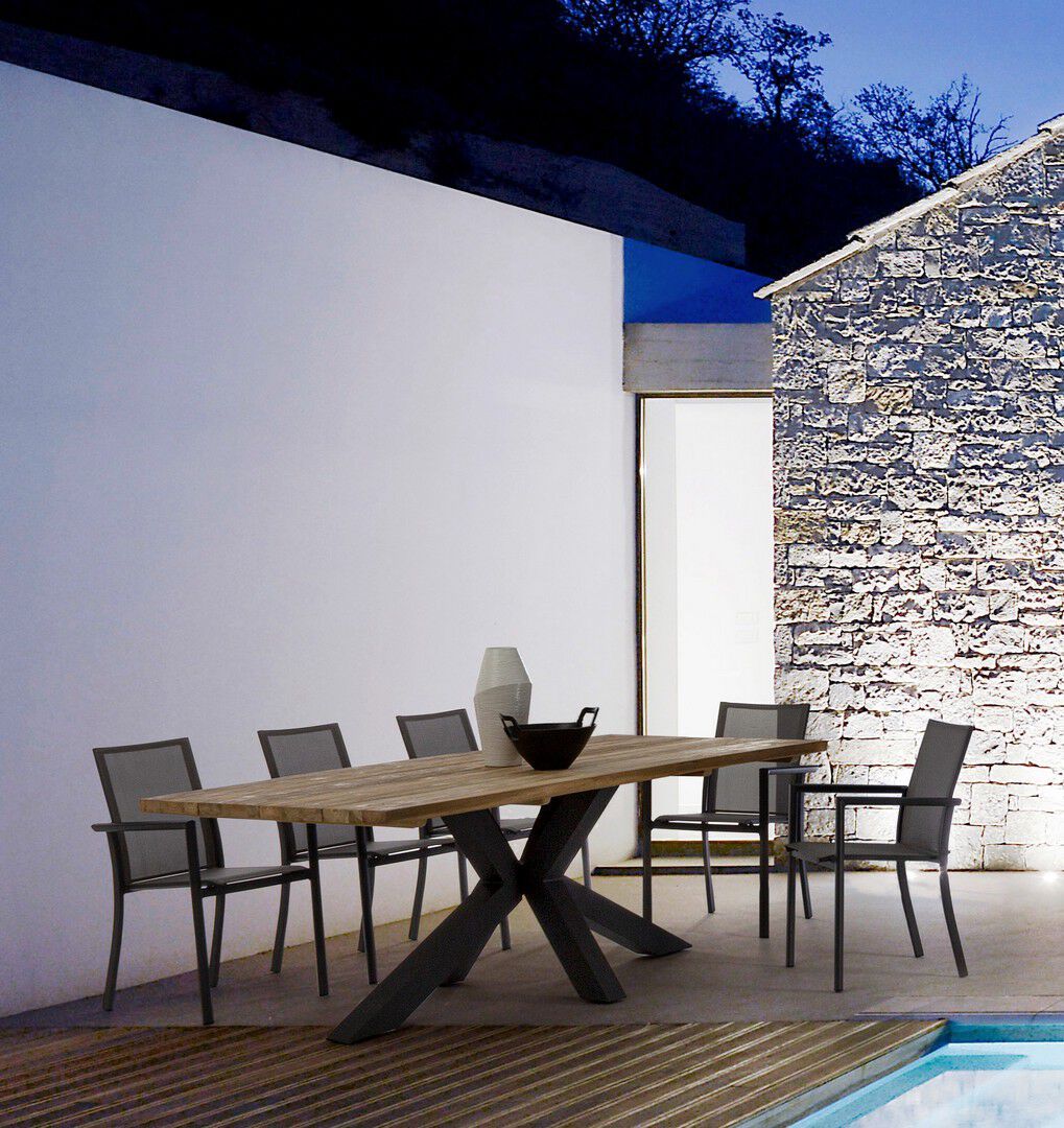 Прямоугольный стол из тикового дерева и алюминия BIZZOTTO RAMSEY ARCH-00026662 - Вид №1