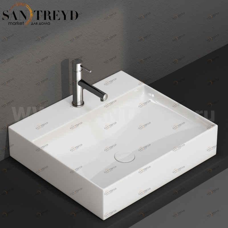 B6R51BI Подвесная раковина настенная прямоугольная Ceramica Globo T-EDGE белая