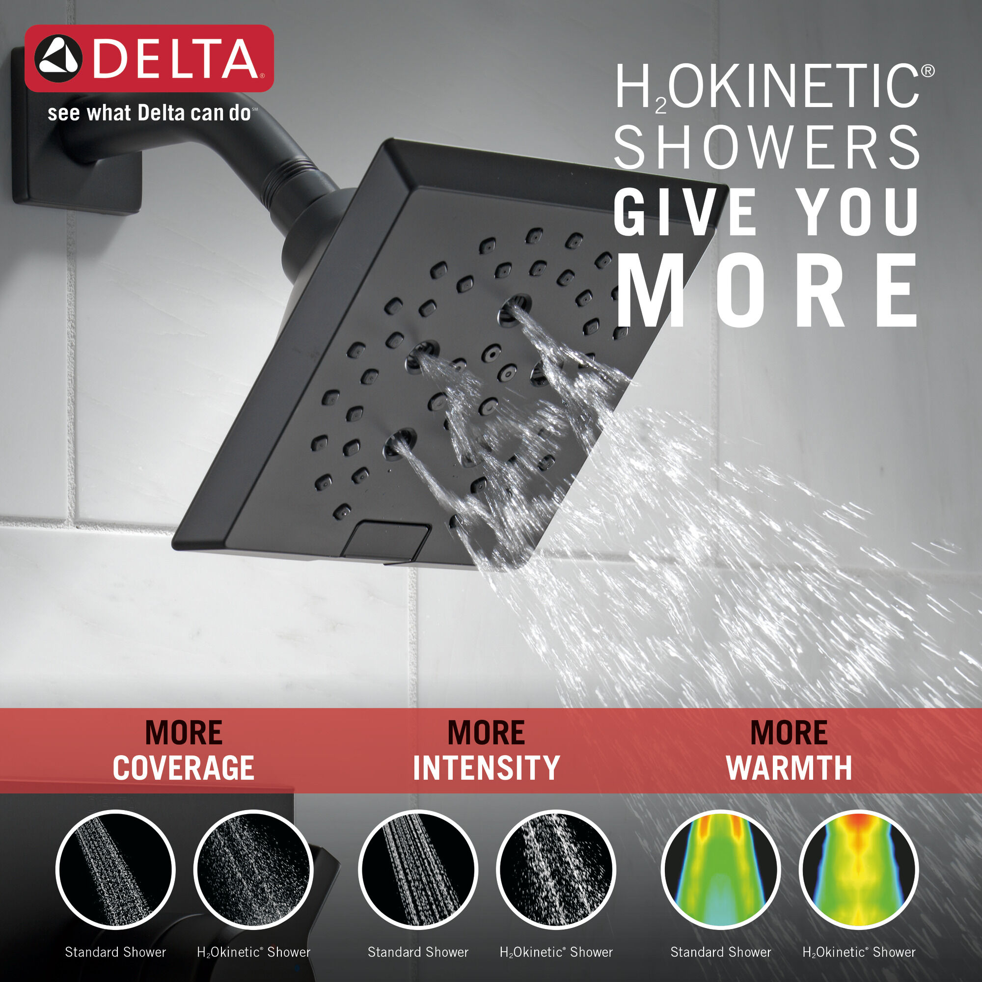 T17299-BL Накладка для душа Monitor® 17 серии H2Okinetic® Delta Faucet Pivotal Матовый черный  - Вид №5