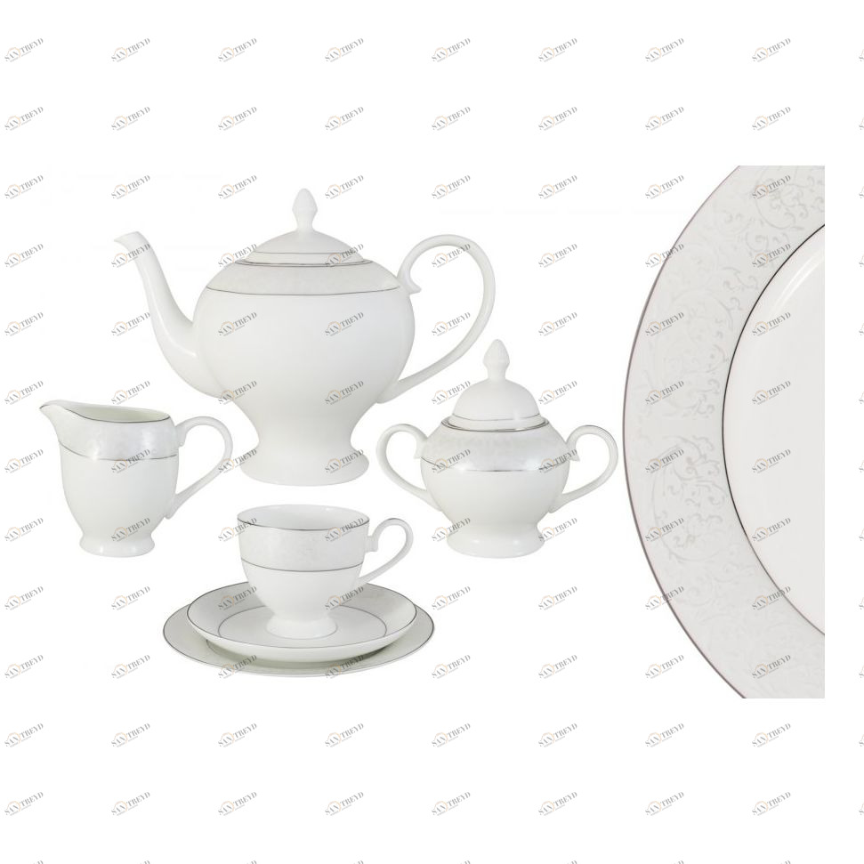 Сервиз чайный фарфоровый белый на 6 персон, 21 предмет "Мелисента" ANNA LAFARG EMILY МЕЛИСЕНТА 00-3946909 Белый 