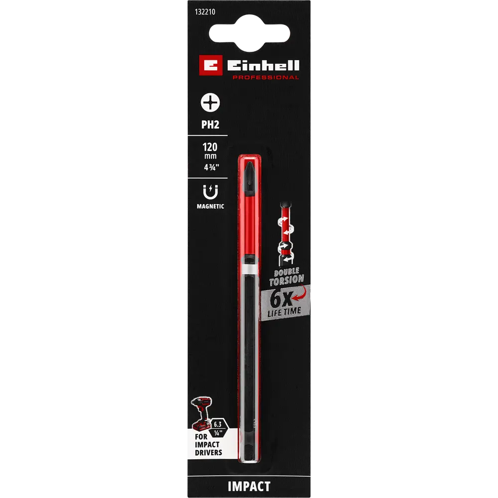 Бита ударная магнитная Einhell 132210 PH2x120 мм STLM-2207883