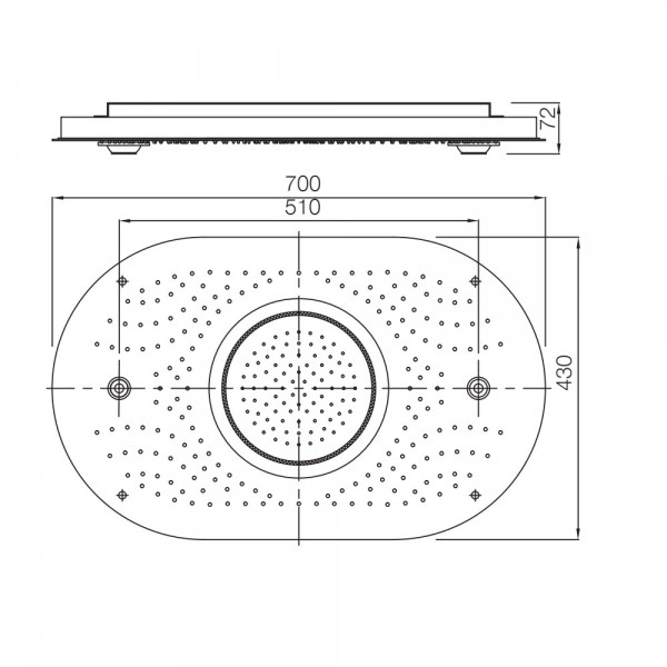 OSA-GDS-70023 Верхняя душевая лейка Rainjoy+ 704x434 мм Artize  Золотая пыль  - Вид №1