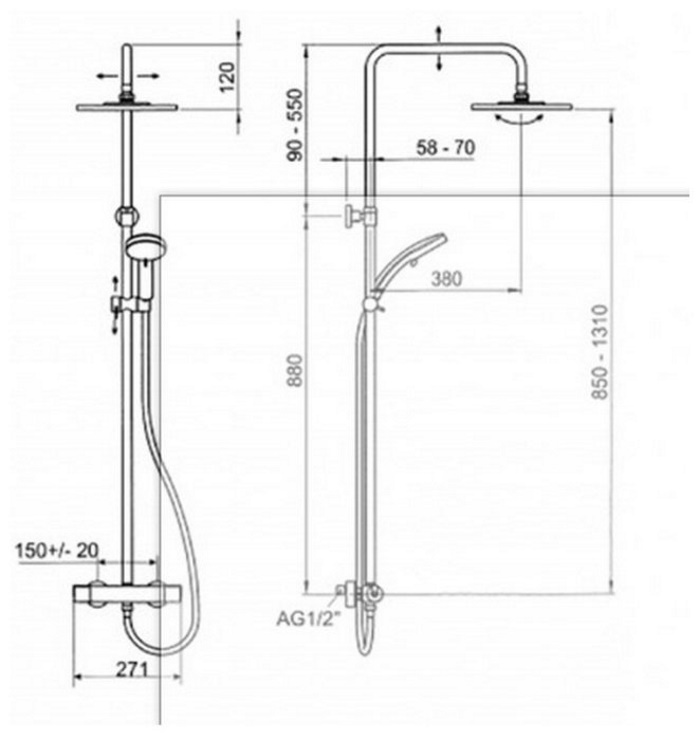 Душевая стойка Kaja Magis 44670-С 44670С - Вид №1