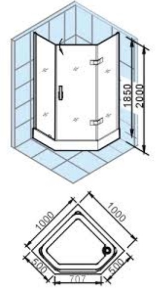TS-025 Душевой уголок Appollo TS Santreyd  - Вид №2