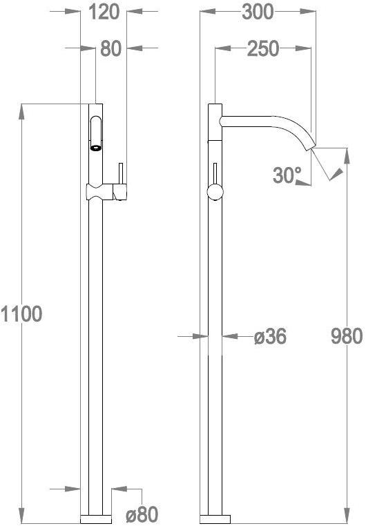 Fir Italia Смеситель для умывальника, однорычажный, напольный Cleo 84 8413008 - Вид №1
