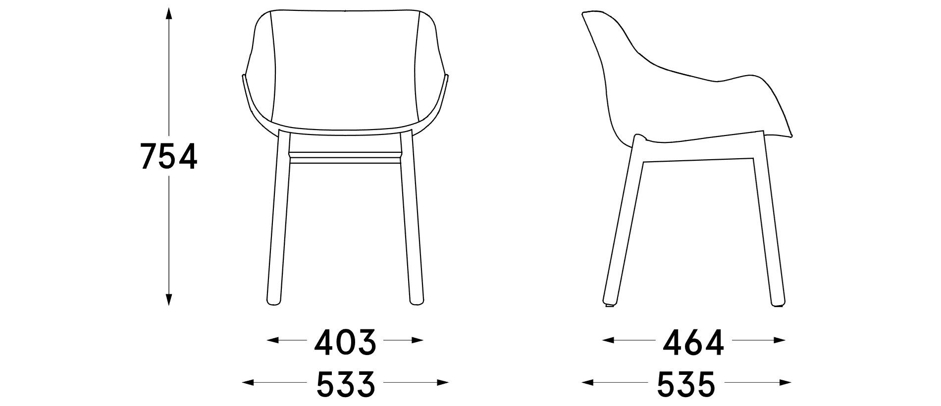 Стул из полипропилена с деревянным основанием и подлокотниками MDD Baltic ARCH-00147602 - Вид №5