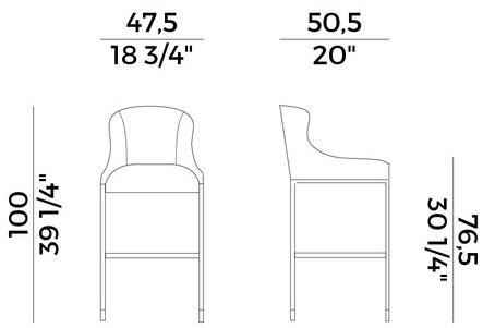 Potocco Высокий табурет, обитый кожей Miura 776/aw - Вид №2