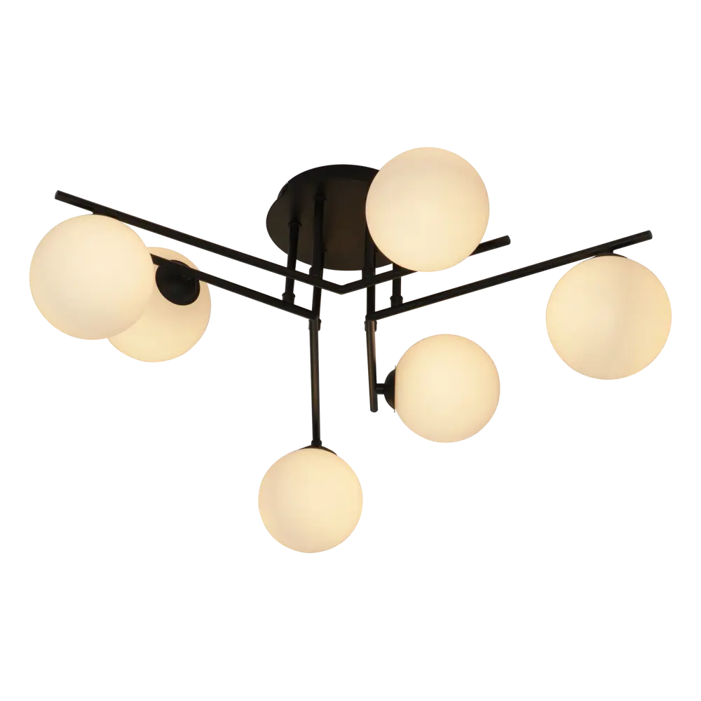 Люстра потолочная Galana 6 ламп 15 м² цвет черный/белый KREAFORTA STLM-2064263 - Вид №1