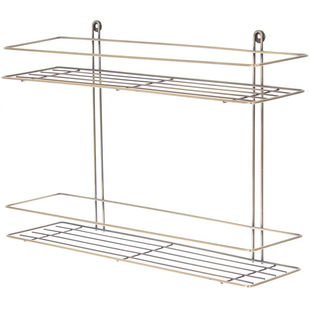 Полка для ванной комнаты Антик двухъярусная прямая цвет бронза BRISSEN BSR-1182-2 STLM-2096730 - Вид №1