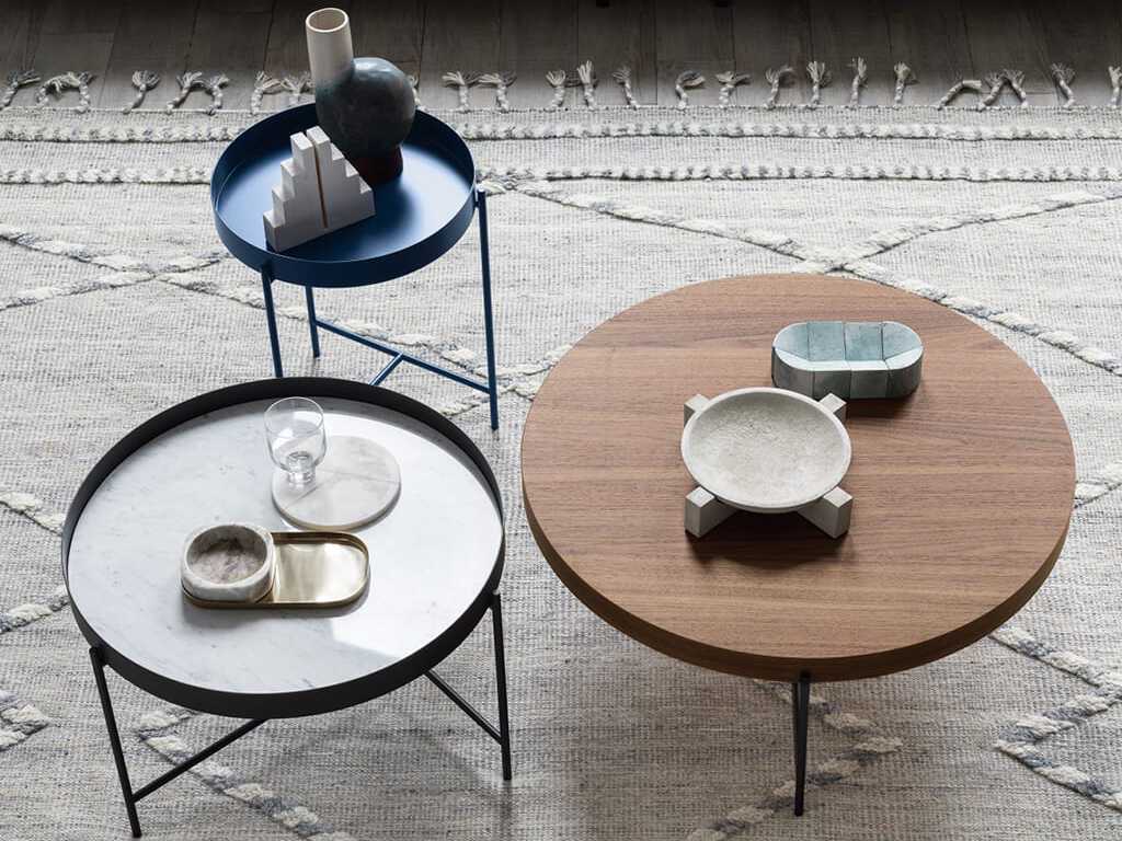 Металлический низкий круглый журнальный столик с подносом Novamobili ARCH-00063759 - Вид №1