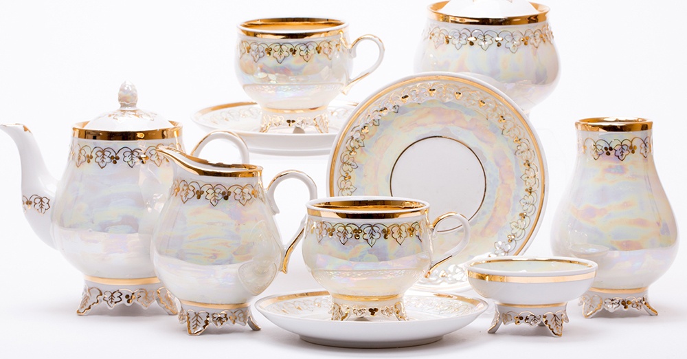 10618071 Дулевский фарфор Сервиз чайный 6/16 "Виноградная лоза" "Морозко" Фарфор 