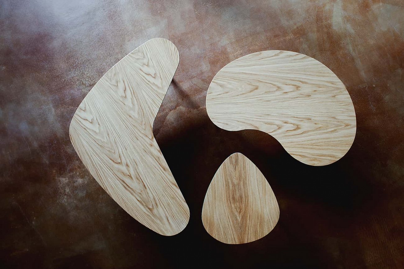 Журнальный столик с черной полкой "Бумеранг" WOODI  00-3966523 Беленый дуб;бежевый;черный  - Вид №9