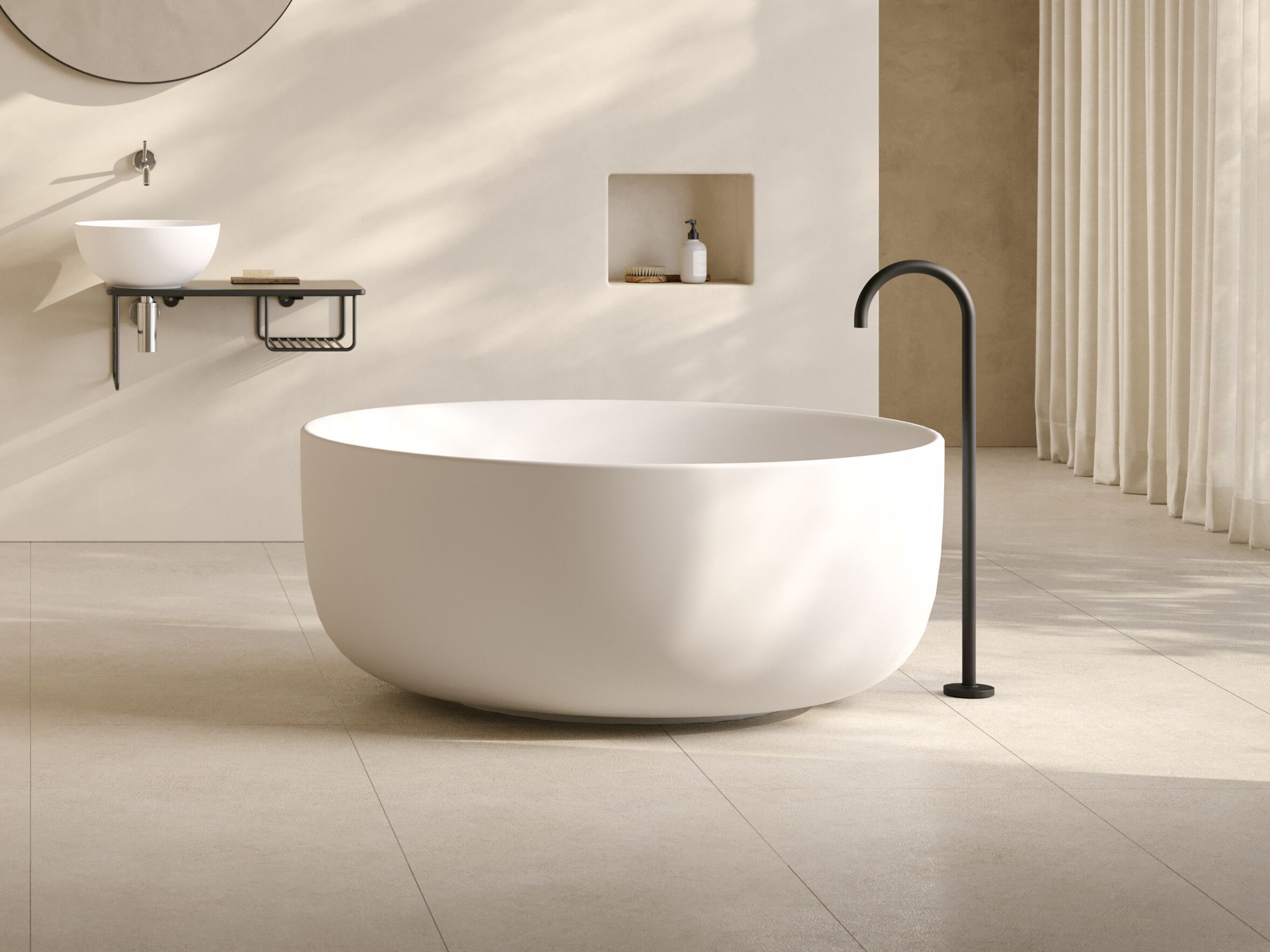 Круглая ванна в центре комнаты в Livingtec® Ceramica Globo KOI ARCH-00073944 - Вид №1