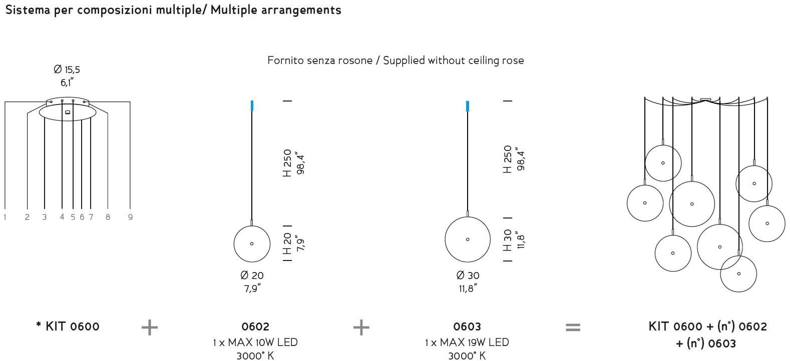 Sylcom Подвесной светильник из стекла Lulù 0600, 0601 LULU - Вид №4