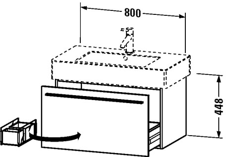 XL605209090 Тумбочка подвесная X-Large #XL6052 800 x 468 мм Фланелево-серый шелковисто-матовый лак Duravit - Вид №1