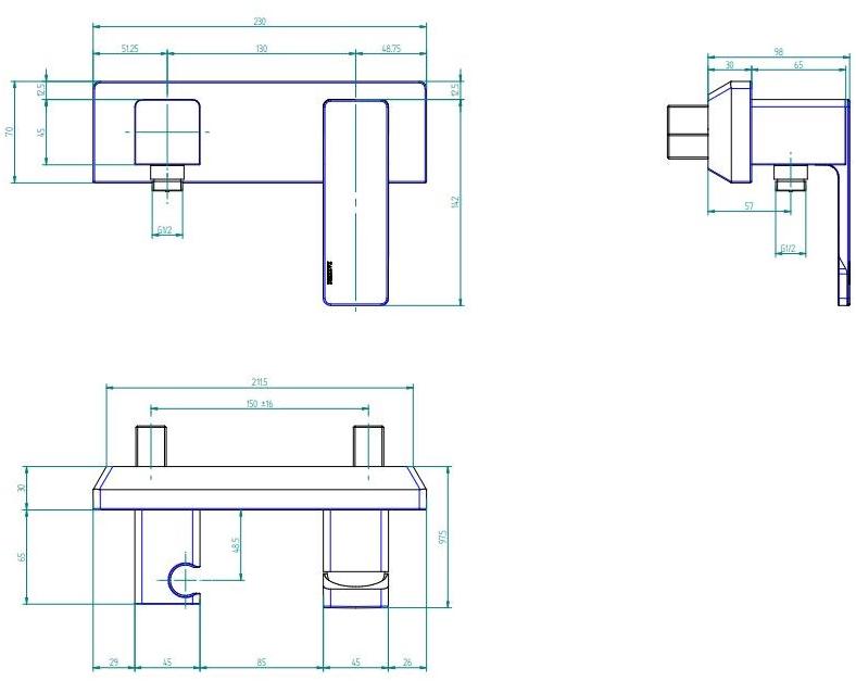 ZAZZERI Смеситель для душа внешний Qquadro sun-id-1434532 - Вид №2