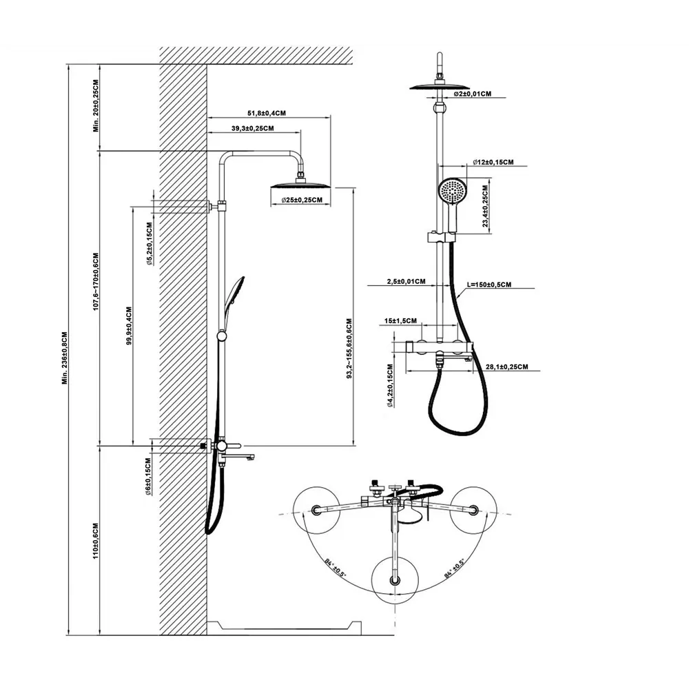 Душевая система KONSENSA Нарни SA3393 со смесителем 3 режима цвет хром STLM-2109305 - Вид №10