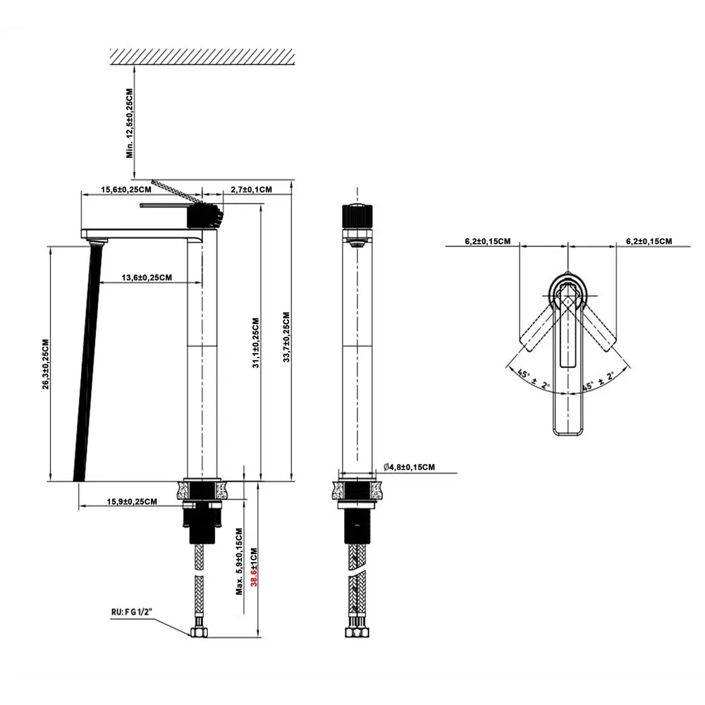 Смеситель для раковины KONSENSA Теано однорычажный на столешницу цвет черный матовый STLM-2004158 - Вид №7