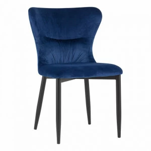 Стул мягкий со спинкой темно-синий с черными металлическими ножками "Лилиан" STOOL GROUP ДИЗАЙНЕРСКИЕ 00-3881784 Синий