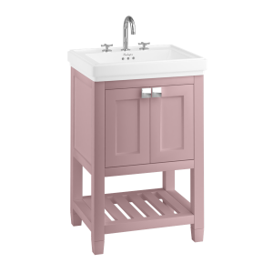 Burlington Riviera Мебель для умывальника Riviera 580 мм с квадратной раковиной Riviera 580 мм в розовом с 1 отверстием под смеситель RIVF580P - RIV1 1TH