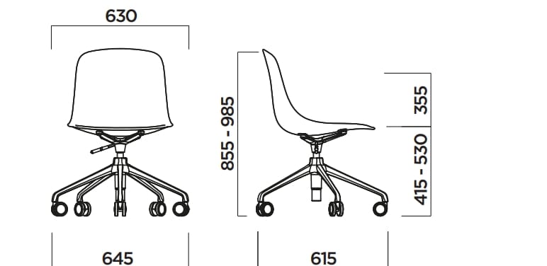 Регулируемый по высоте стул из полипропилена с колесами Infiniti Pure Loop Mono ARCH-00058934 - Вид №2