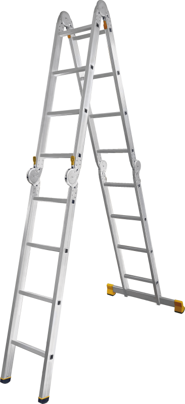 Алюминиевая четырехсекционная шарнирная универсальная лестница (трансформер)