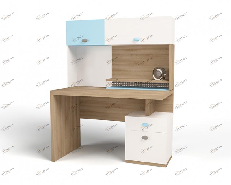 Стол письменный ABC-KING правая MIX OCEAN (голубой) 4631148107618