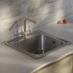 KROMRUS Врезная кухонная мойка 48×48 см с хромированной поверхностью 89404068