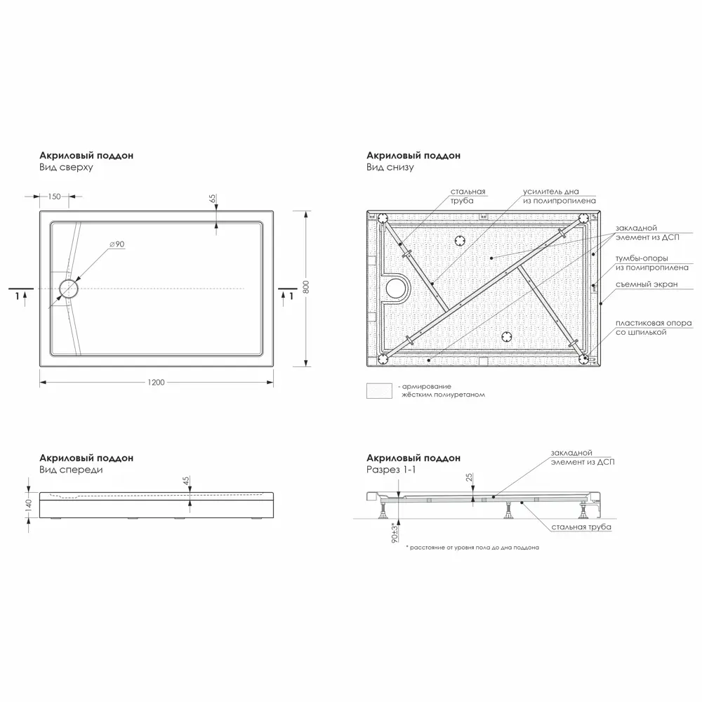 Экран для душевого поддона Metakam Apart прямоугольный 120x80 см STLM-2173502 - Вид №7