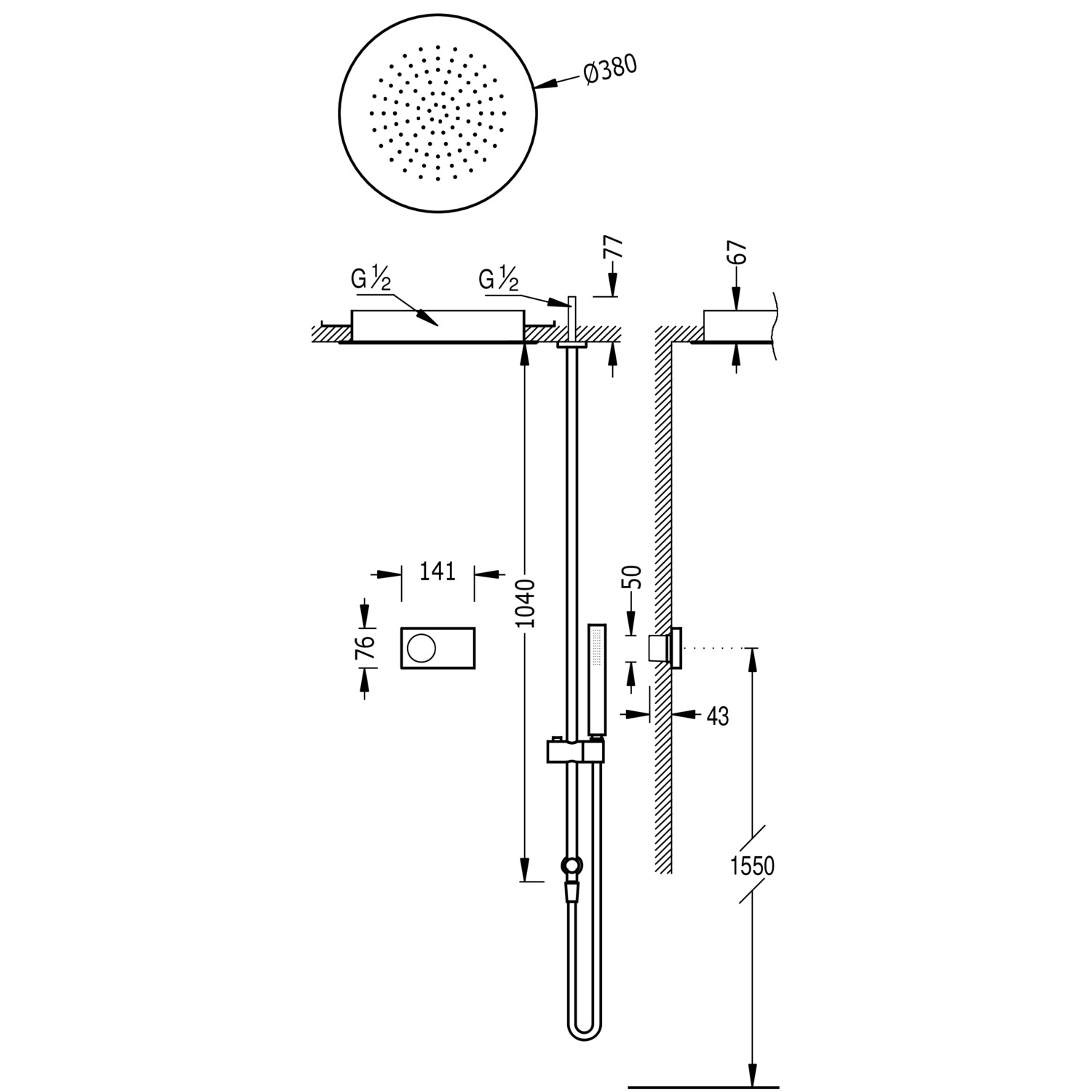 SHOWER TECHNOLOGY Kit de grifo termostático electrónico empotrado de 2 vías Shower Technology Blue Edition para ducha-09286565 TRES Electronic - Вид №1