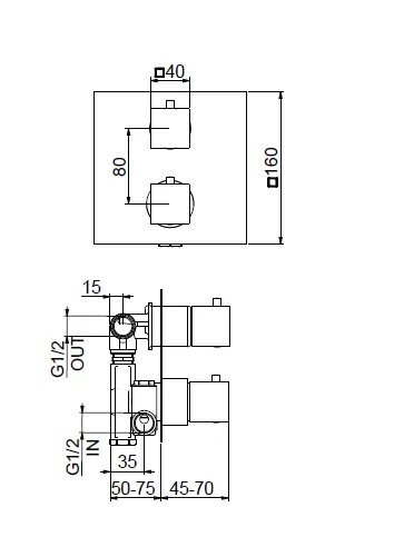 PE970902740 Смеситель для душа термостатический Webert Pegaso - Вид №1