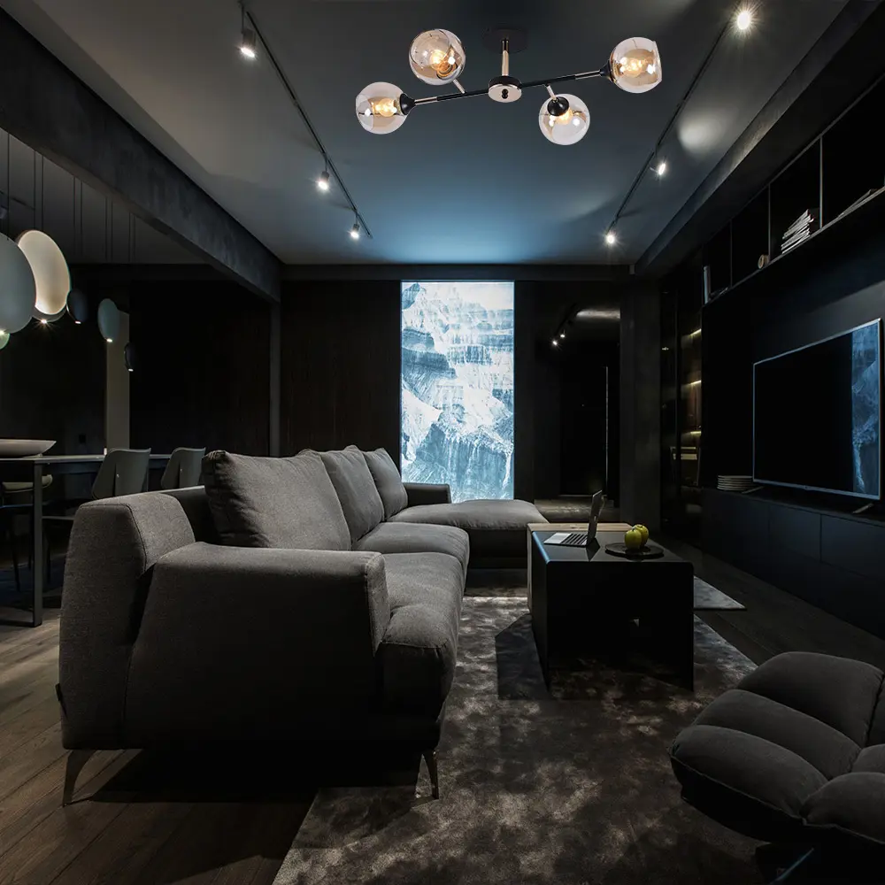 Люстра потолочная Линда 4 лампы, 12 м², цвет чёрный/золото СЕМЬ ОГНЕЙ STLM-2064983 - Вид №4