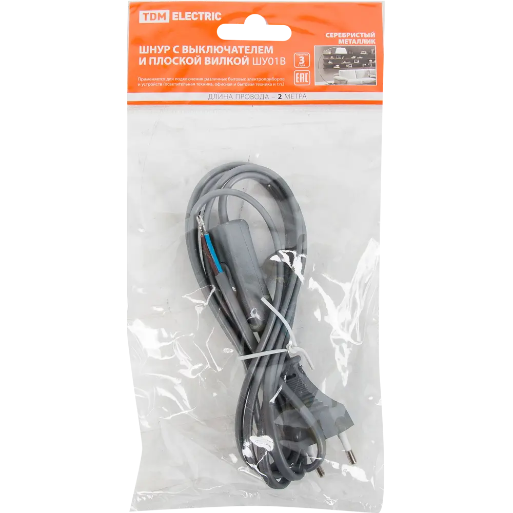 TDM ELECTRIC Шнур с выключателем 2 м для светильников и приборов 82602418 STLM-0031193 - Вид №2